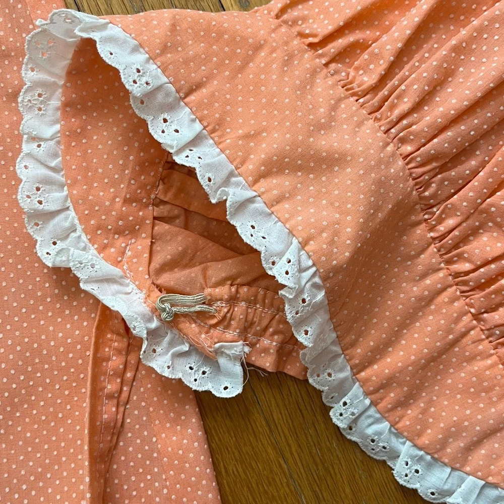 70s Vintage Handmade Girls Bicentennial Little House Prairie Dress & Bonnet - Picture 8 of 12